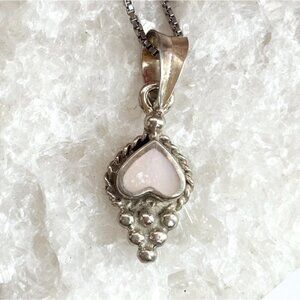 Heart Shaped Mother of pearl Sterling Silver 925 Vintage Pendant Necklace - 18"